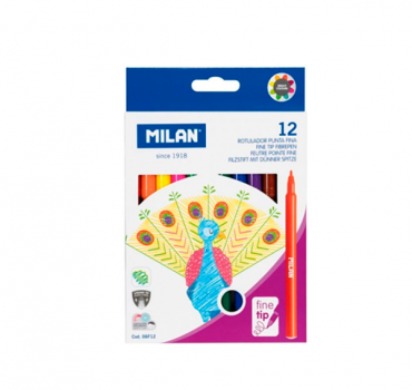 Маркеры Milan 12 цветов Washable тонкий наконечник – 63284